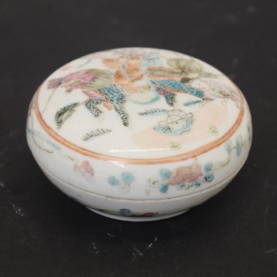 Lot 612 - Chinese Canton Famille Rose porcelain seal paste box