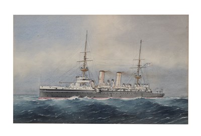 Lot 649 - William MacKenzie Thomson, (fl. 1870-92) - Watercolour - 'HMS Royal Sovereign at Sea'