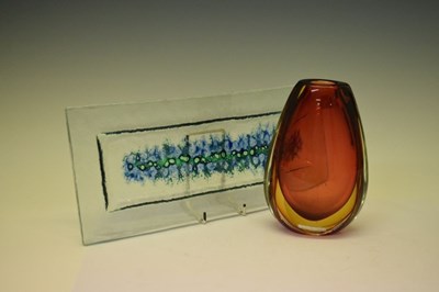 Lot 395 - Murano Glass amber colour vase, together with a modern art glass dish