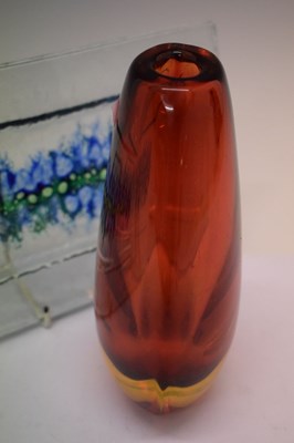 Lot 395 - Murano Glass amber colour vase, together with a modern art glass dish