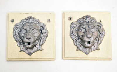 Lot 810 - Pair of concrete lions head garden/water features