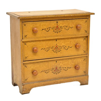 Lot 778 - Small late Victorian Aesthetic painted oak chest of drawers