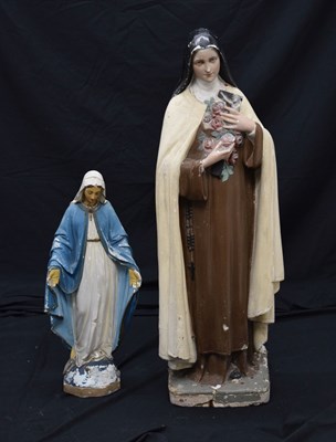 Lot 430 - Two early 20th century plaster figures of the Virgin Mary