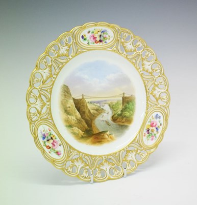 Lot 335 - 19th Century porcelain cabinet plate, Clifton Suspension Bridge