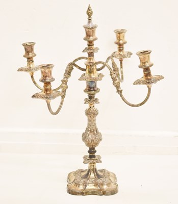 Lot 427 - 20th century silver-plated four-branch candelabra