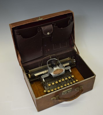 Lot 380 - Early 20th century Blickensderfer 'Featherlight' aluminium typewriter with case