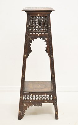 Lot 721 - Late 19th or early 20th century North African hardwood two tier jardinière stand