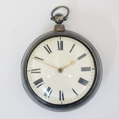 Lot 203 - Early Victorian silver pair case open-face pocket watch, J. Hodge, Helstone