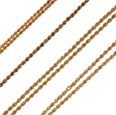 Lot 123 - Four 9ct gold rope link necklaces (4)