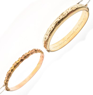 Lot 138 - Late Victorian 9ct rose gold hollow snap bangle