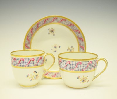 Lot 329 - Derby trio of coffee and tea cup and saucer, circa 1785