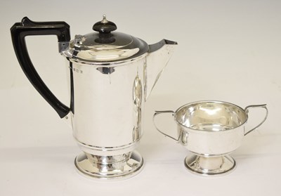 Lot 255 - George VI silver Art Deco style hot water jug and sugar bowl