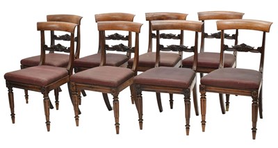 Lot 754 - Set of eight William IV rosewood dining chairs