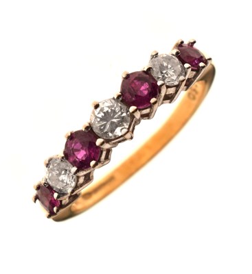 Lot 28 - 18ct gold ruby and diamond seven-stone ring