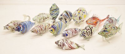 Lot 545 - Collection of fourteen Murano style multi-coloured glass fish