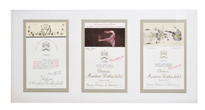 Lot 459 - Château Mouton Rothschild - Three framed wine labels