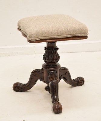 Lot 746 - Victorian rosewood revolving piano stool with square seat