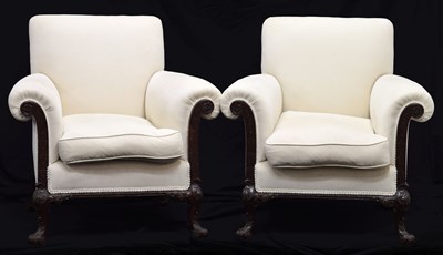 Lot 479 - Pair of early 20th century Chippendale revival armchairs