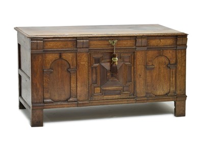 Lot 461 - Oak geometric coffer or bedding chest