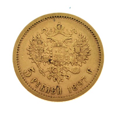 Lot 268 - Russian gold five ruble coin