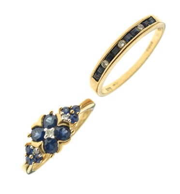 Lot 53 - Sapphire and diamond 9ct gold flowerhead cluster ring