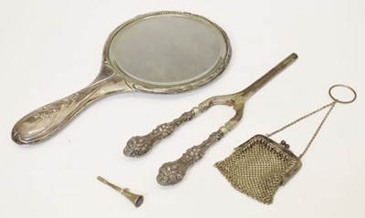 Lot 218 - Edward VII silver-backed hand mirror, etc