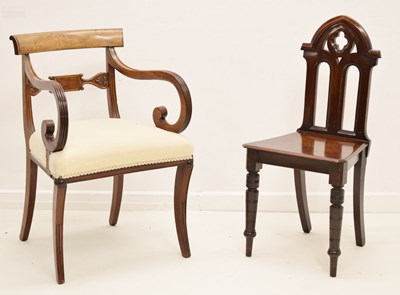 Lot 750 - Victorian hall chair and a dining chair