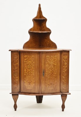 Lot 726 - 19th century Dutch walnut and marquetry inlaid corner cabinet