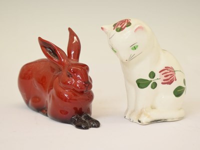 Lot 424 - Doulton flambé hare and Plichta cat (2)