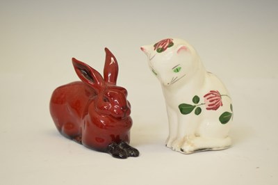 Lot 424 - Doulton flambé hare and Plichta cat (2)