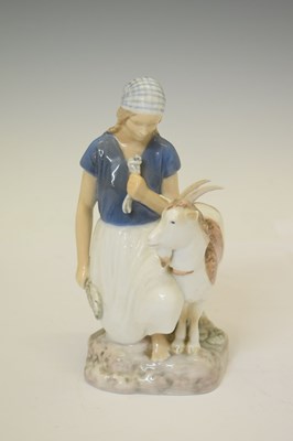 Lot 428 - Bing & Grondahl porcelain figure, Girl with Goat, pattern no. 2180