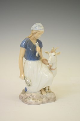Lot 428 - Bing & Grondahl porcelain figure, Girl with Goat, pattern no. 2180