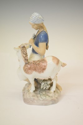 Lot 428 - Bing & Grondahl porcelain figure, Girl with Goat, pattern no. 2180