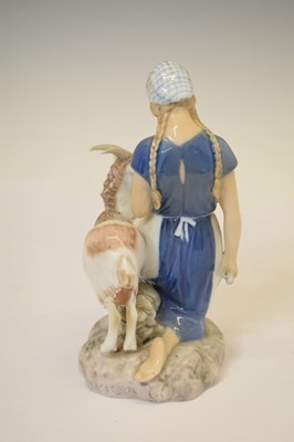 Lot 428 - Bing & Grondahl porcelain figure, Girl with Goat, pattern no. 2180