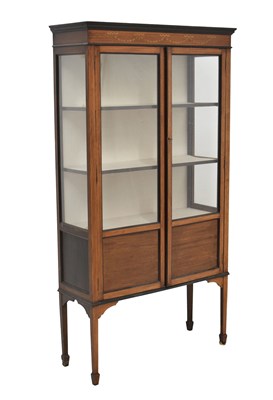 Lot 584 - Edwardian inlaid mahogany glazed display cabinet