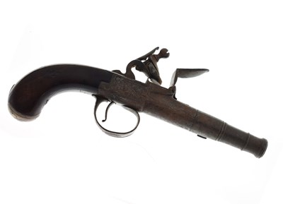 Lot 155 - 54 bore flintlock Queen Anne pocket pistol by W. Paris of Warwick