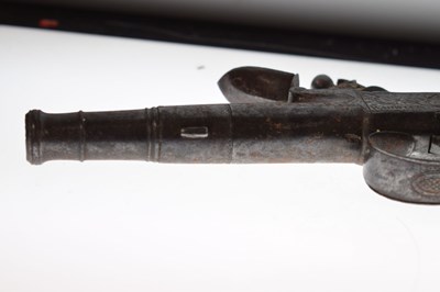 Lot 155 - 54 bore flintlock Queen Anne pocket pistol by W. Paris of Warwick