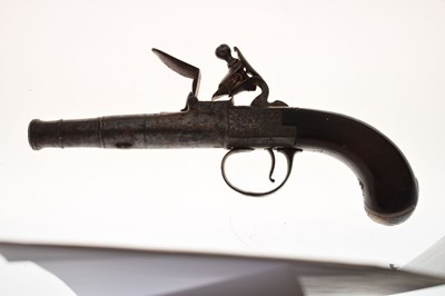 Lot 155 - 54 bore flintlock Queen Anne pocket pistol by W. Paris of Warwick