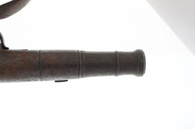 Lot 155 - 54 bore flintlock Queen Anne pocket pistol by W. Paris of Warwick