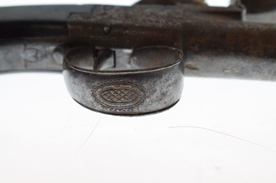 Lot 155 - 54 bore flintlock Queen Anne pocket pistol by W. Paris of Warwick