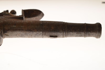 Lot 155 - 54 bore flintlock Queen Anne pocket pistol by W. Paris of Warwick