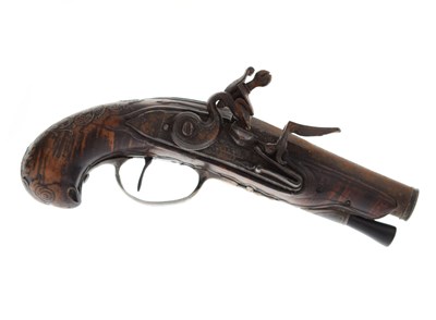 Lot 154 - 18th century Continental flintlock overcoat pistol