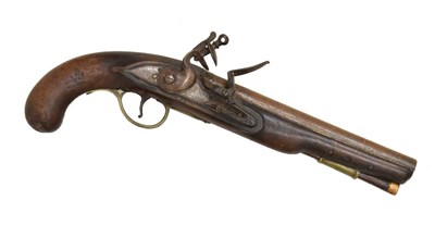 Lot 157 - Late 18th or early 19th century 12 bore flintlock livery pistol by Theop. Richards