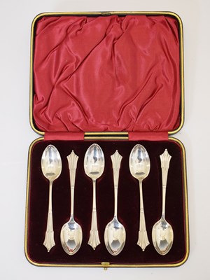 Lot 229 - Cased set of six late Victorian Albany pattern silver teaspoons