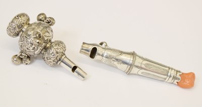 Lot 216 - Two Georgian children's silver rattles