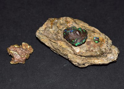 Lot 351 - Small quantity of dental 'gold' 7g gross approx, together with a rock specimen