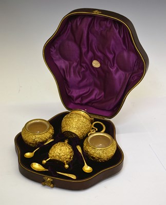 Lot 230 - Cased Hukin & Heath gilt metal four-piece condiment set