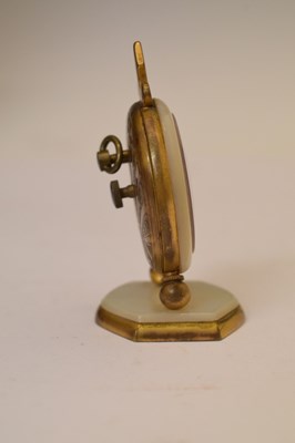 Lot 424 - French mother-of-pearl miniature desk clock, cased