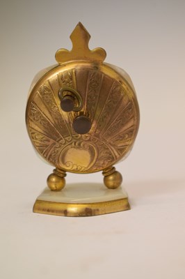 Lot 424 - French mother-of-pearl miniature desk clock, cased
