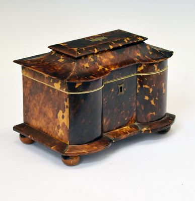 Lot 219 - 19th century tortoiseshell veneered tea caddy